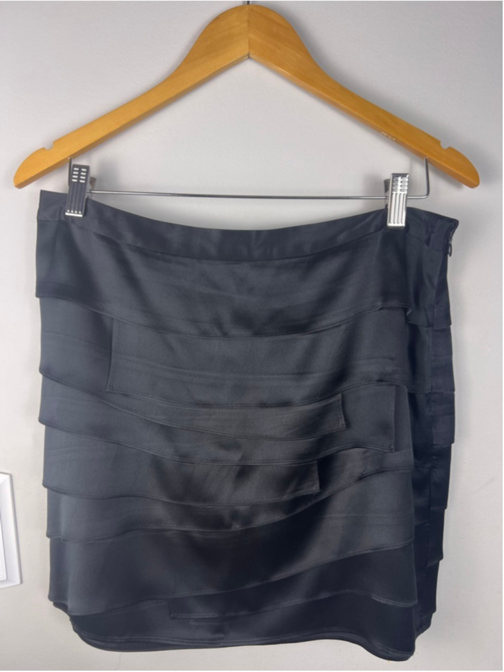 Ann Taylor Black Silk Ruffle Mini Skirt Y2K Balletcore Office Siren Size 8